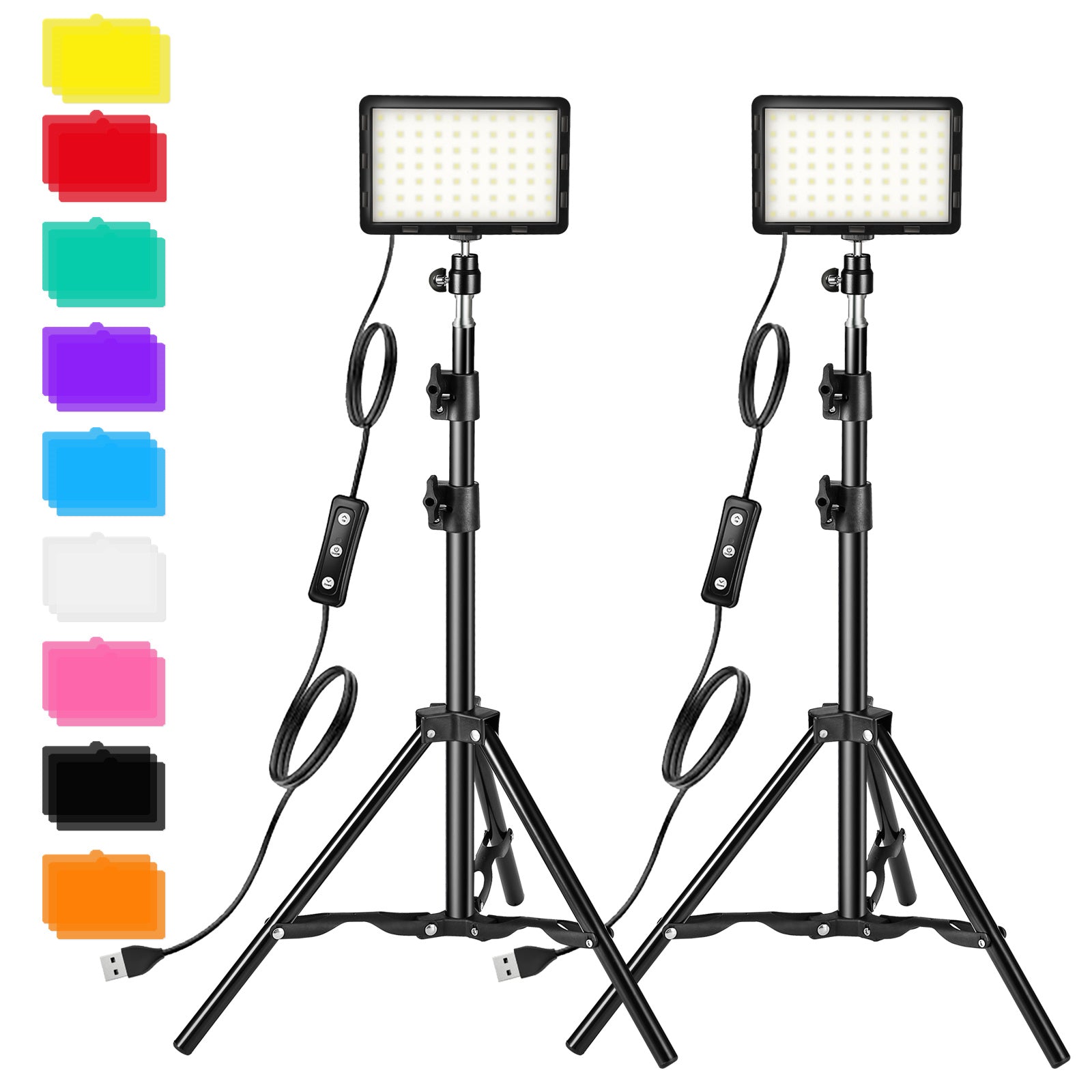 2Pcs / Set Live Broadcast LED Fill Light with Floor Stand and 9 Color Filters 2Pcs / Set Live Broadcast LED Fill Light with Floor Stand and 9 Color Filters